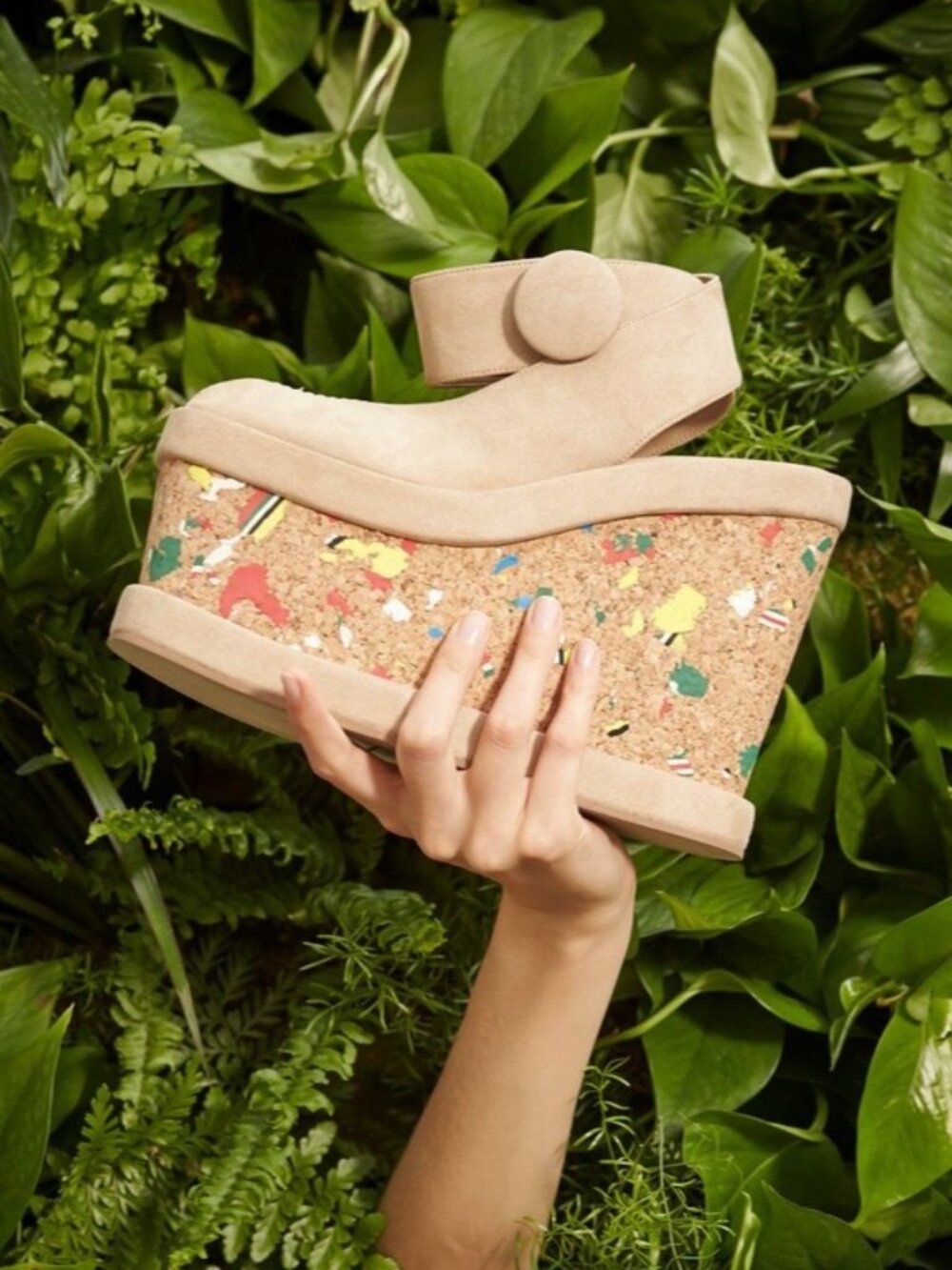 Stella McCartney Elyse Wedge Sandals Confetti Cork 39